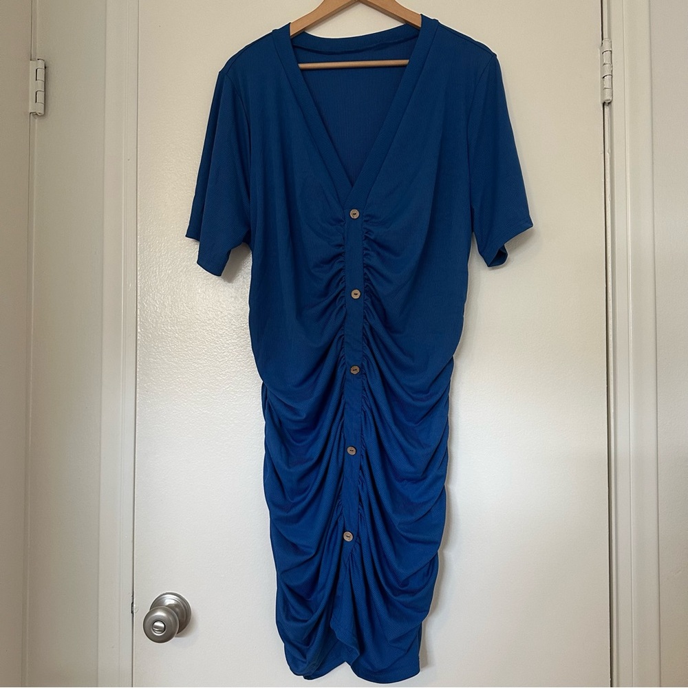 SHEIN Blue Button Bodycon Dress